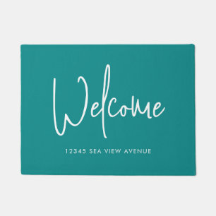 Modern Script Custom Colour Minimalist Welcome Doormat