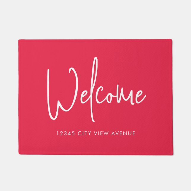 Modern Script Custom Colour Minimalist Welcome Doormat (Front)