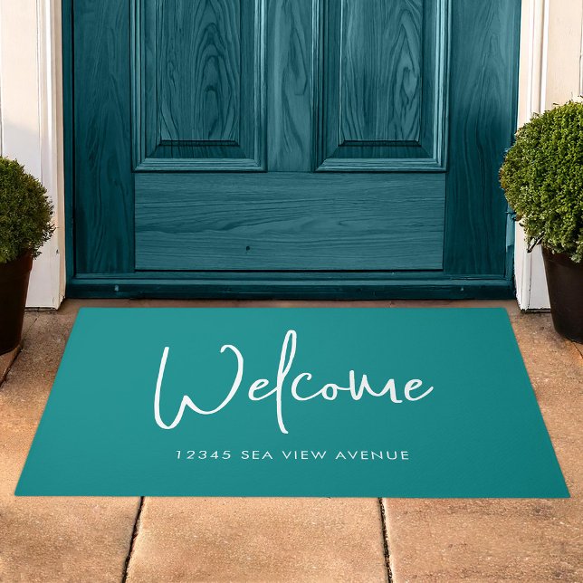 Modern Script Custom Colour Minimalist Welcome Doormat (Creator Uploaded)