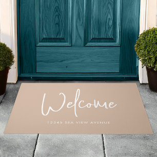 Modern Script Custom Colour Minimalist Welcome Doormat