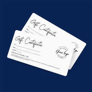 Modern Script Custom Logo Gift Certificate Invitation