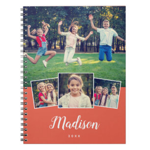 Modern Script Custom Name Cool 4 Photo Collage Not Notebook