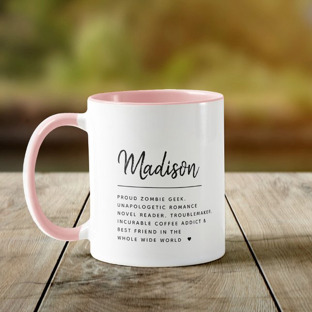  Modern Script Custom Name Definition Cool Girly Mug (Creator Uploaded)