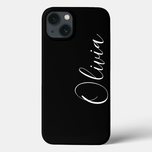 Modern script custom name monogram stylish black Case-Mate iPhone case (Back)