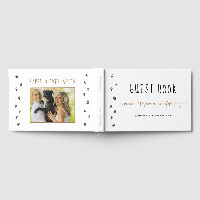 Modern Script Custom Pet Wedding Photo Guest Book (Full)