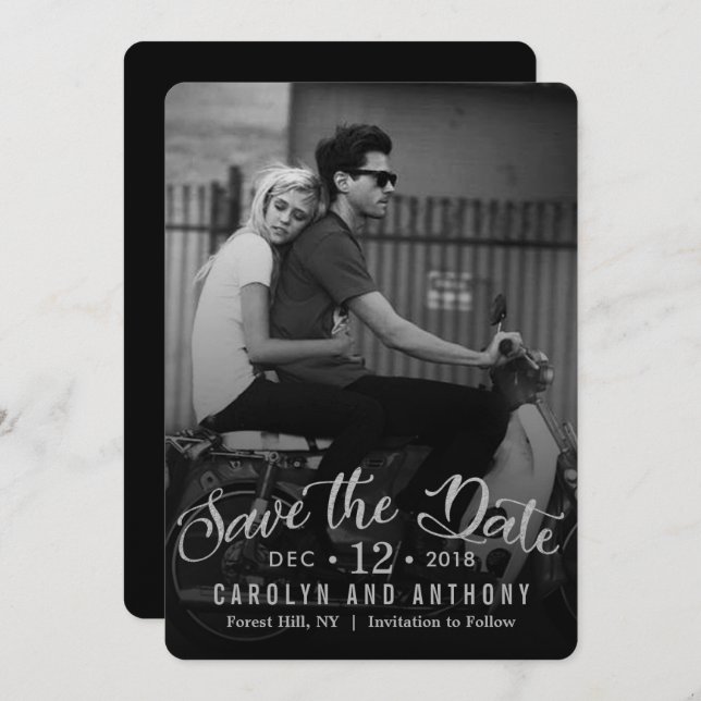 Modern Script | Custom Photo Save The Date (Front/Back)