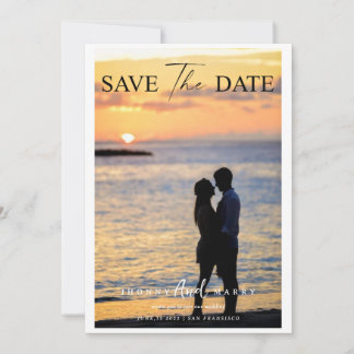 Modern Script  Custom Photo Save The Date Cards