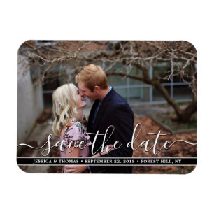 Modern Script   Custom Photo Save The Date Magnet