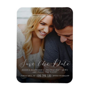 Modern Script Custom Photo Save The Date Magnet