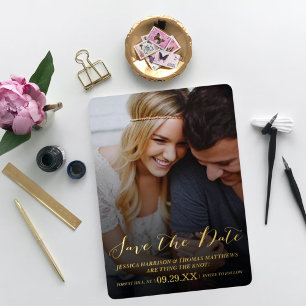 Modern Script Custom Photo Save The Date Real