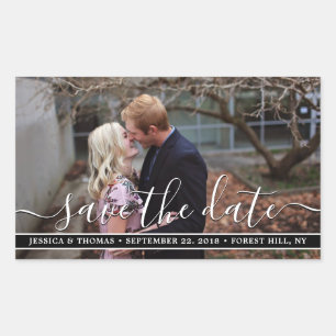Modern Script   Custom Photo Save The Date Sticker