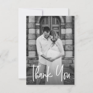 Modern Script Custom Photo Small Baby shower Thank You Card
