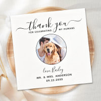 Modern Script Custom Photo Thank You Pet Wedding