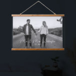 Modern Script Custom Wedding Photo Keepsake Hanging Tapestry<br><div class="desc">Modern Custom Photo Hanging Tapestry with your wedding or engagement photo of choice,  featuring modern handwritten script for your names. Upload your photo to this hanging canvas print as home decor for yourself or give as a gift.</div>
