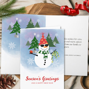 Modern Script Cute Watercolor New Year Christmas Holiday Card