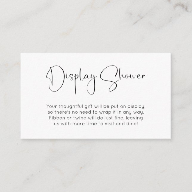 Modern Script Display Shower Enclosure Card (Front)