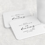 Modern Script Don't Take My Drink I'm Dancing Round Paper Coaster<br><div class="desc">This modern script "please don't take my drink I'm dancing" coaster is perfect for a minimalist wedding reception. The simple black and white design features unique industrial lettering typography with modern boho style. Customizable in any colour. Keep the design minimal and elegant, as is, or personalize it by adding your...</div>