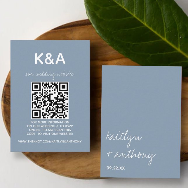 Modern Script Dusty Blue Minimalistic Wedding Enclosure Card (Creator Uploaded)