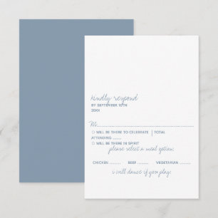 Modern Script Dusty Blue Minimalistic Wedding RSVP Card