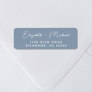 Modern Script Dusty Blue Return Address