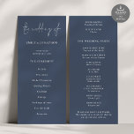 Modern Script Dusty Navy Blue Wedding Program<br><div class="desc">Modern Script Dusty Navy Blue Wedding Program. Available digitally and printed. A modern typographical design for your wedding programs. The main header is in a stylish set script and the rest of the text you can easily personalize. You can change the text and background colours if you wish to match...</div>