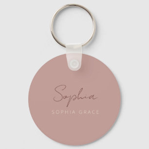 Modern Script Dusty Pink Handwritten Girly  Keychain