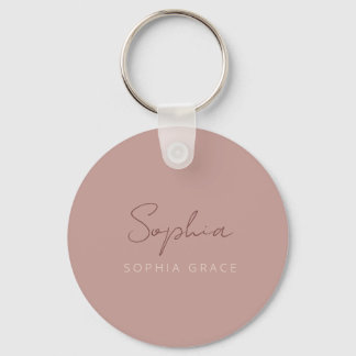 Modern Script Dusty Pink Handwritten Girly  Keychain