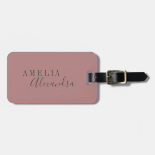 Modern Script Dusty Rose Grey Custom Boho Chic  Luggage Tag