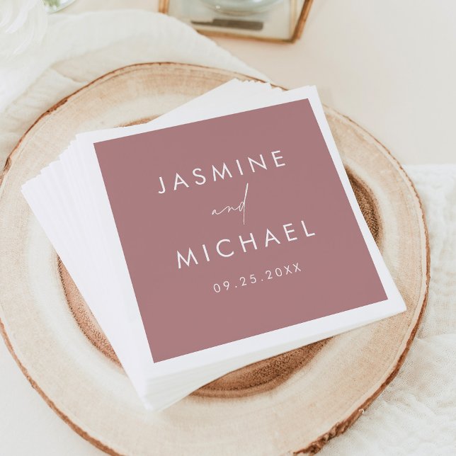 Modern Script Dusty Rose Wedding Napkin (Creator Uploaded)