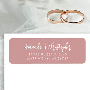 Modern Script Dusty Rose Wedding Return Address