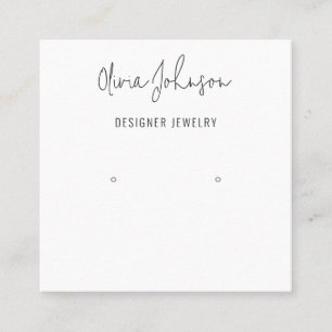 Modern Script Earring Display Business Card