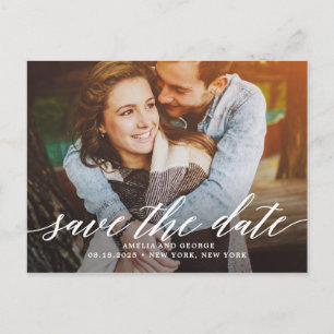 Modern Script EDITABLE COLOR Save The Date Postcard