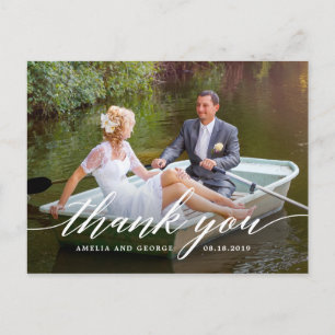 Modern Script EDITABLE COLOR Thank You Postcard