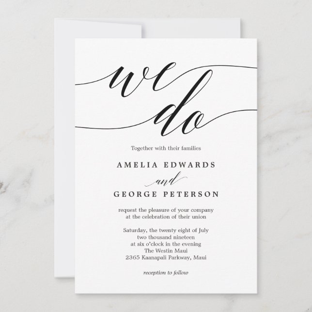 Modern Script EDITABLE COLOR Wedding Invite MSC (Front)