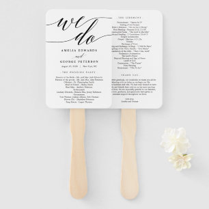 Modern Script EDITABLE COLOR Wedding Program Hand Fan