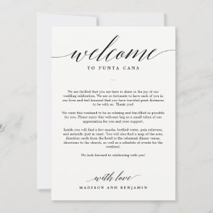 Modern Script EDITABLE COLOR Welcome Itinerary Thank You Card