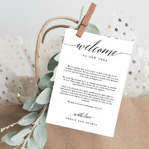 Modern Script EDITABLE COLOR Welcome Itinerary Thank You Card