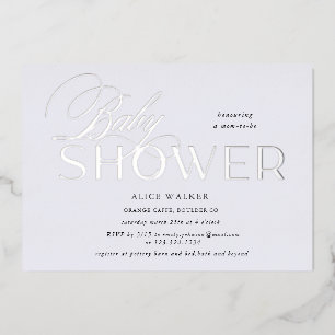 modern script elegant baby shower foil invitation