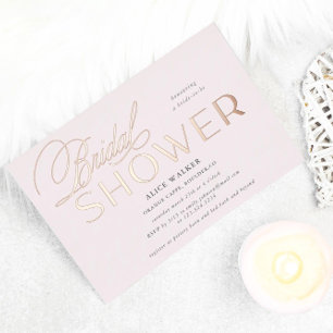 modern script elegant bridal shower foil invitatio