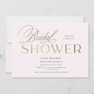 modern script elegant bridal shower invitation