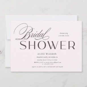 modern script elegant bridal shower invitation