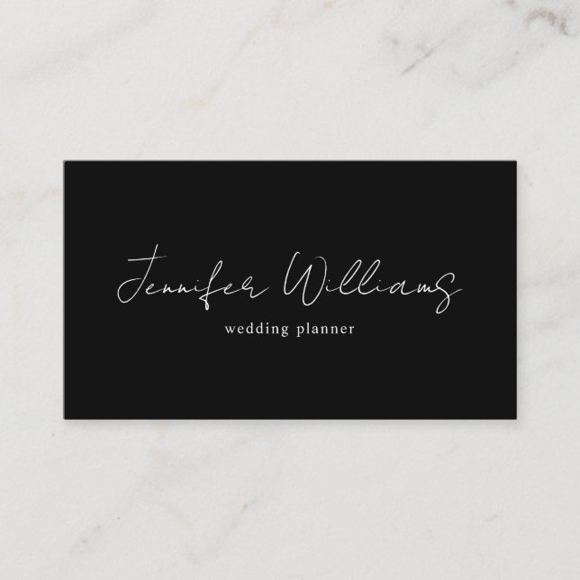 Modern Script Elegant Minimalist Simple Black Business Card (Front)