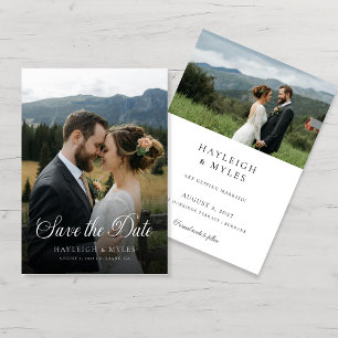 Modern Script Elegant Wedding 2 Photo Save The Date
