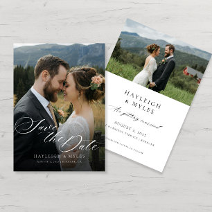 Modern Script Elegant Wedding 2 Photo Save The Date