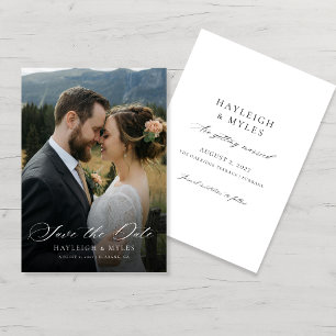 Modern Script Elegant Wedding Photo Save The Date