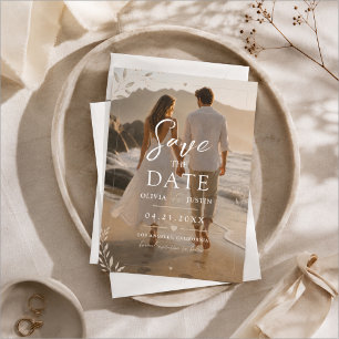 Modern Script Elegant Wedding Photo Save The Date Invitation