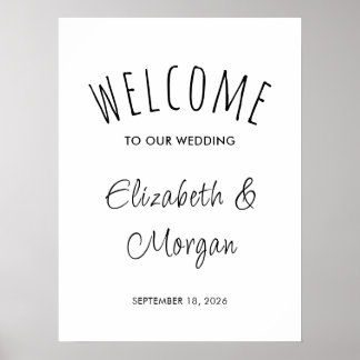 Modern Script Elegant Wedding Welcome Sign