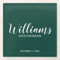 Modern Script Emerald Green Personalized Groomsman