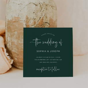Modern Script   Emerald Green Wedding Invitation