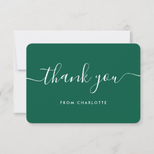 Modern Script Emerald Green Wedding Shower Thank You Card